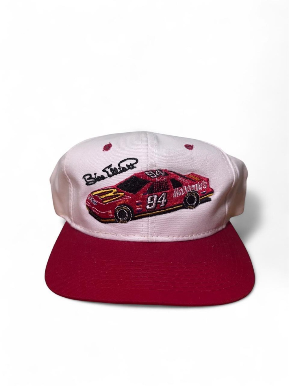 Vintage 90s nascar McDonald’s Bill Elliott embroidered snapback hat white red